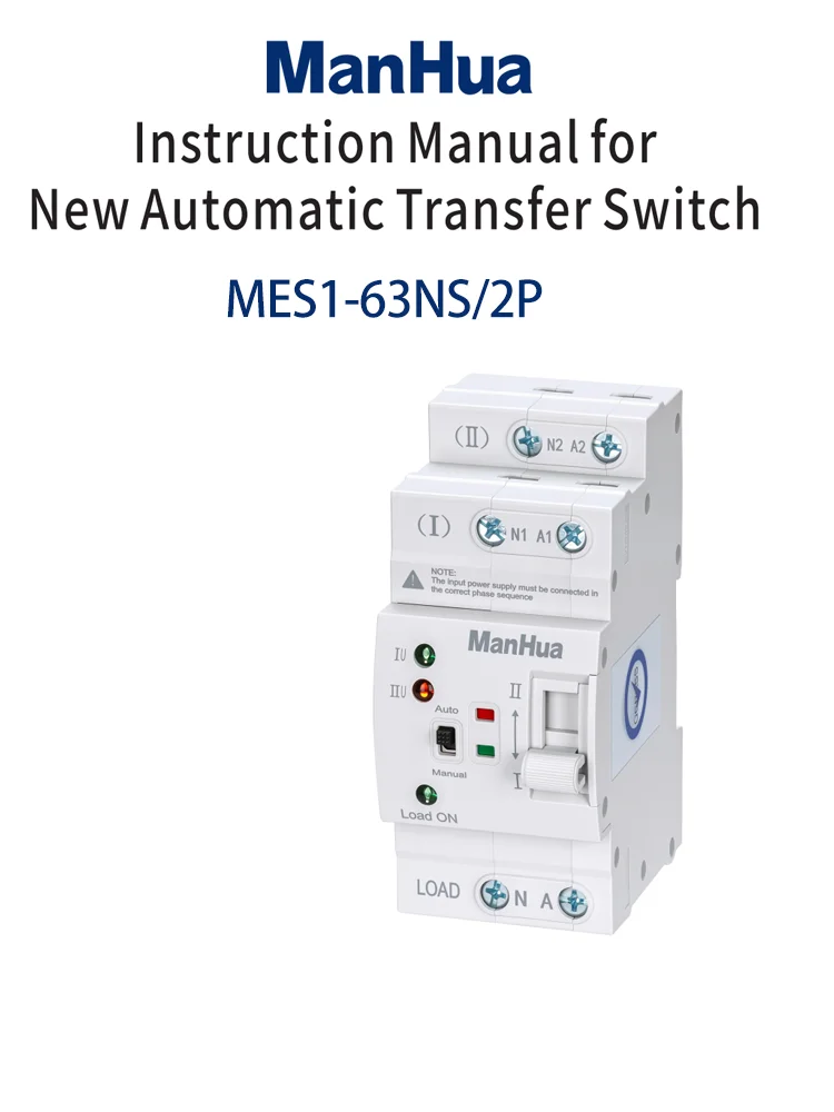 ManHua ATS DIN-Schienen-Doppelstromversorgung MES1-63NS Automatischer Transferschalter mit Spannungsschutz 2P 4P 63A 220V Unterbrechungsfreie Stromversorgung – Detail 1