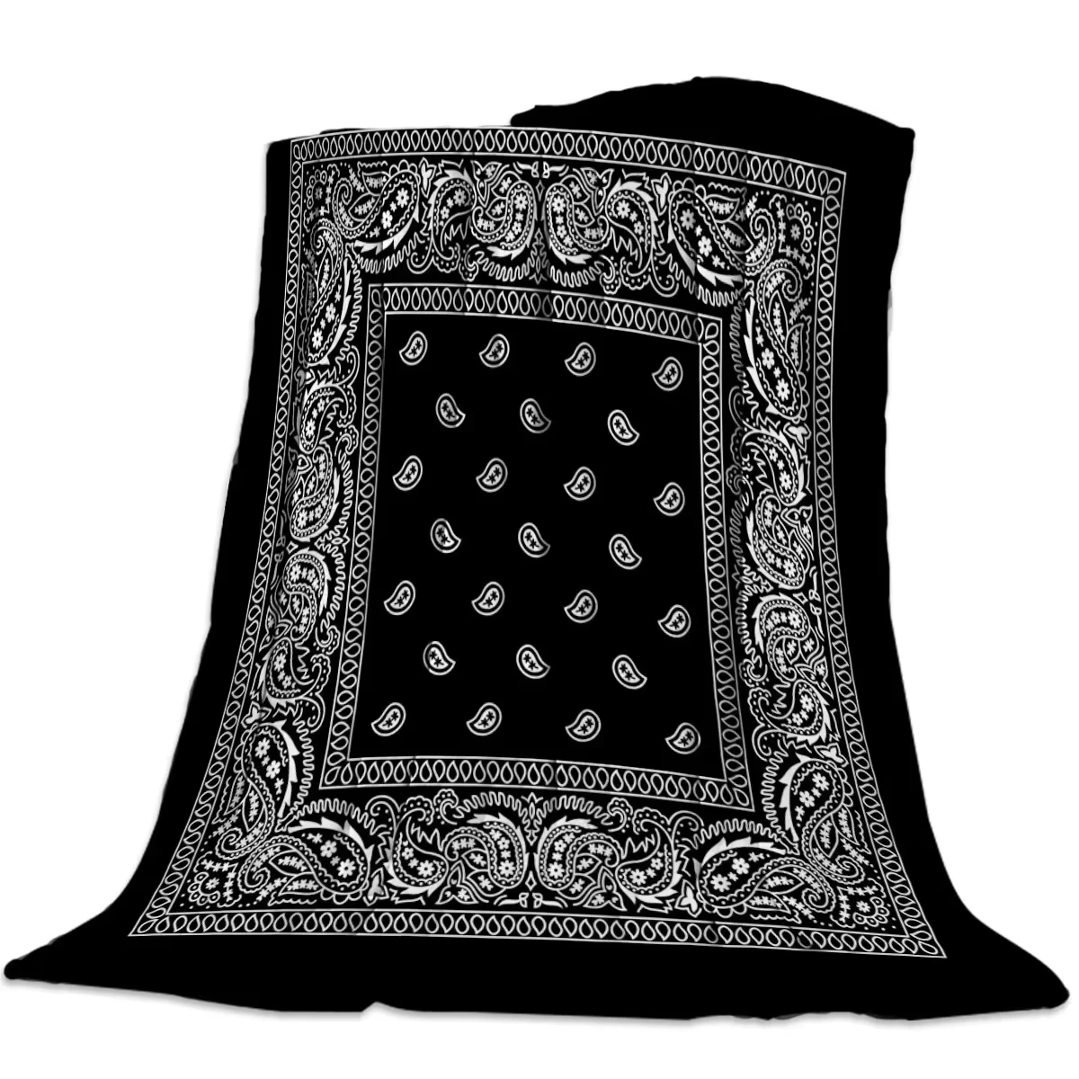 Flanell-Überwurfdecke mit Bandana-Muster, ultraweiches Fleece – tragbar für Bett, Sofa, Zuhause, Reisen