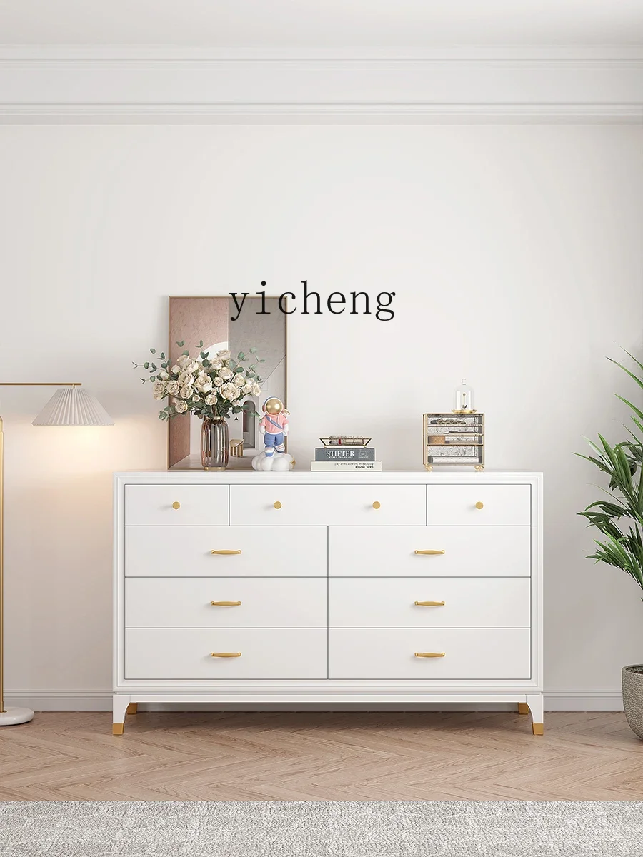 

Bedroom Solid Wood Chest of Drawers Simple Modern Storage Cabinet Living Room Nine Buckets Cupboard Drawers Locker