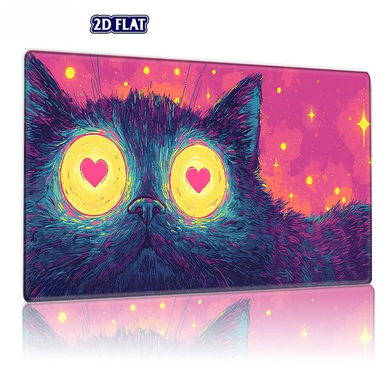 Game mat Aesthetic Starry Sky Eye Cat Game Mat, compatible with TCG/CCG card games suitable for card battle tabletop decoration