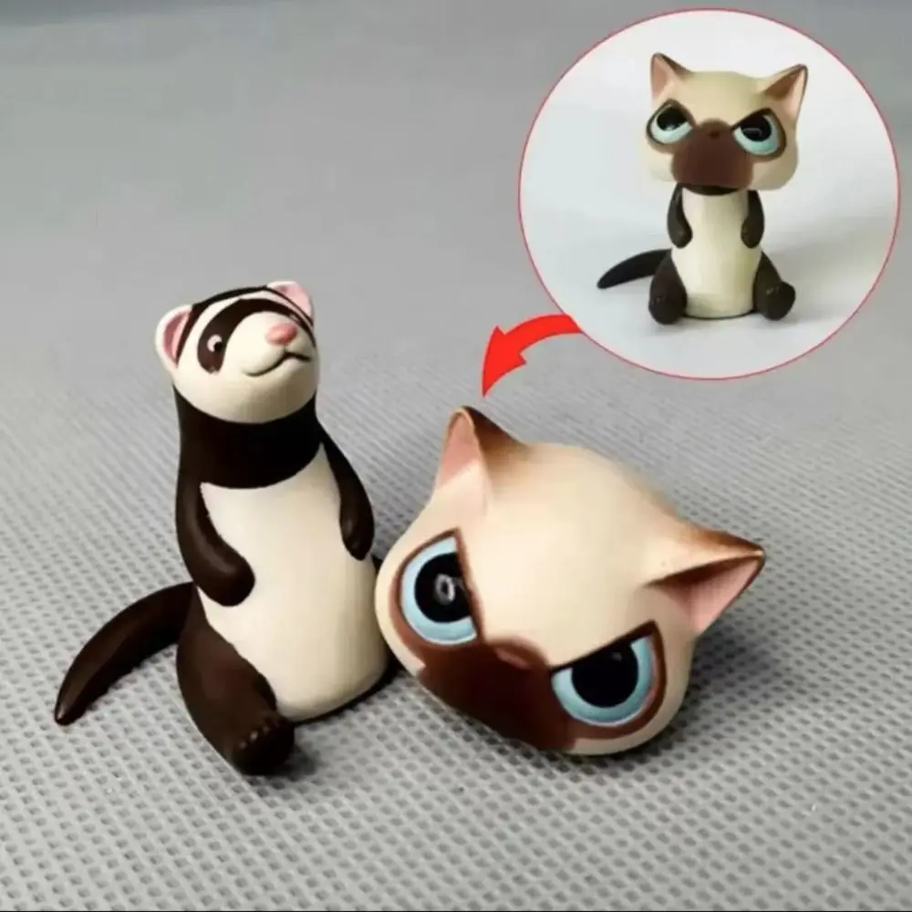 6PCS/Set New Plastic Cats Doll Figurine Yellow White Black DIY Disguised As Cats Animals Ornaments