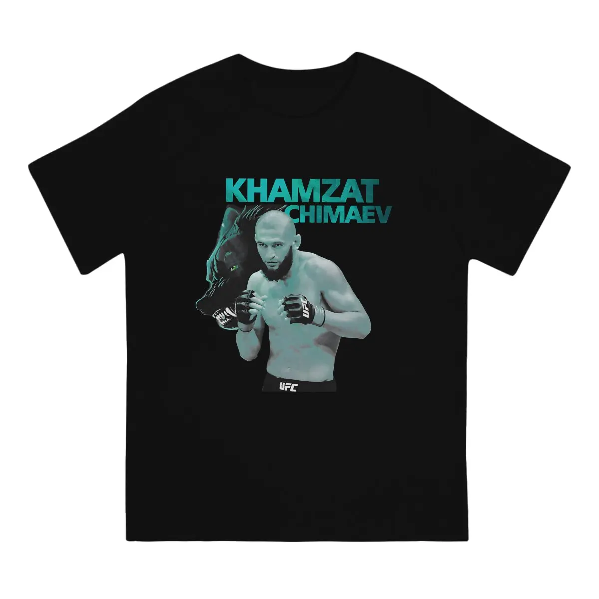 Khamzat And Wolf Men's T Shirts Khamzat Novelty Tees Short Sleeve Round Collar T-Shirt Cotton Printed Clothes