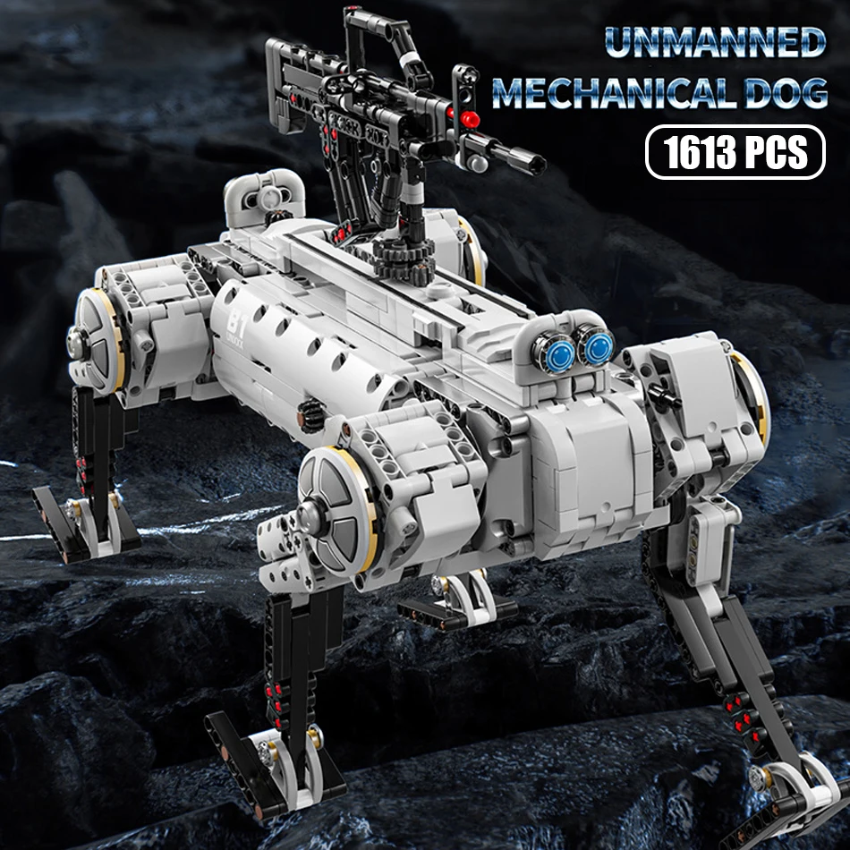 

Military Series Armed Dynamics Big Dog Model Building Blocks RC Motorized Boston Robot Dog with Weapon Bricks Toys for Kids Gift