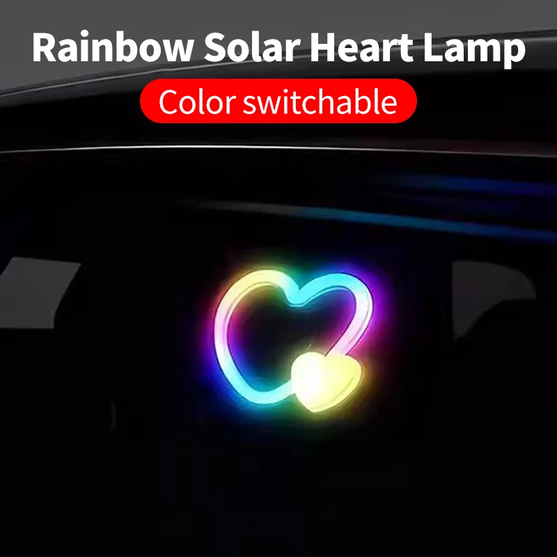 Automobile Colorful Atmosphere Light, Solar Love Light, Triangle Window Light, Neon LED Interior Decoration Light, Wireless