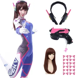 Anime Frau Overall Strumpfhose dva Cosplay Kostüm Spiel Zentai Perücke Cosplay Requisiten Kopfhörer Anzug d. va cos Party Halloween Kostüme