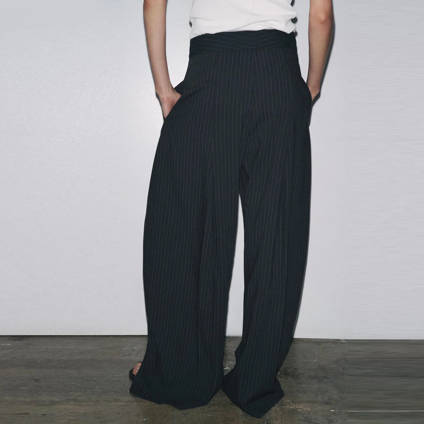 Casual Striped Slim Fit Wide Leg Pants Women's Sle Personali Autumn 2025 New Arrival Z l Waist Other Material