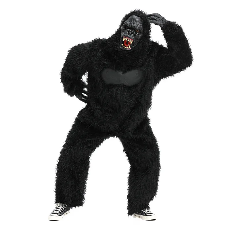 2024 New Arrival Men Furry Chimpanzee Mascot Black Gorilla Halloween Costume For Adult