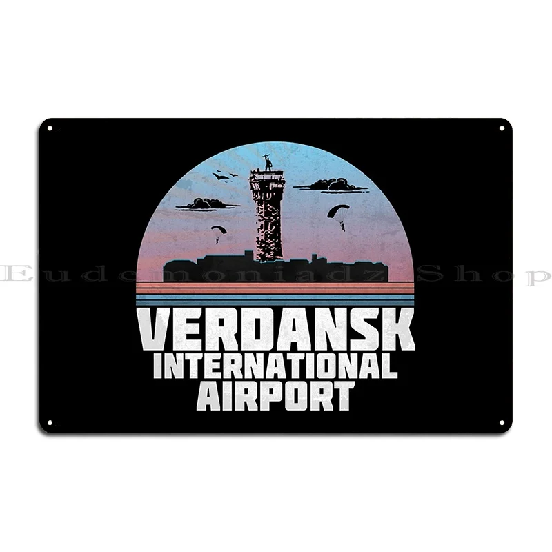 Verdansk International Airport Classic Metal Sign Wall Decor Rusty Living Room Classic Iron Tin Sign Poster