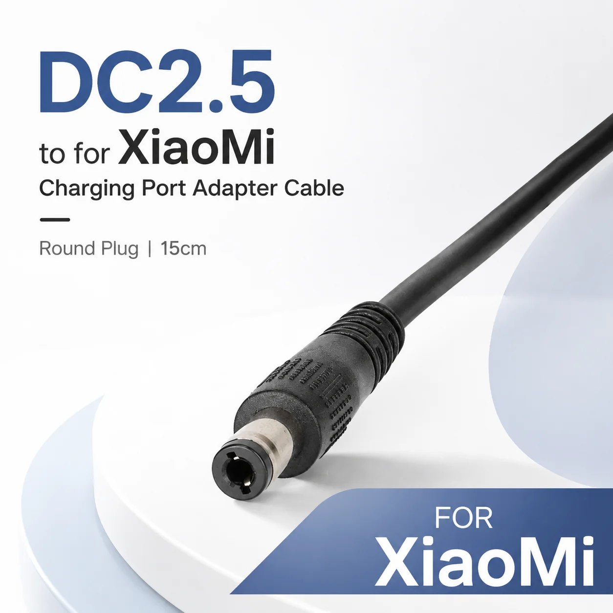DC2.5 Charging Port Adapter Cable Round Plug 15cm Replacement Lead with Mount Socket for XiaoMi Scooter