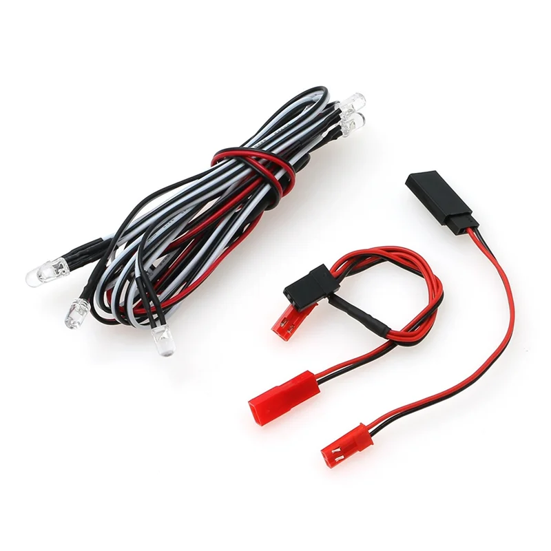 AM-5mm 6 LED Light Kit 4 White 2 Red 5mm with Conversion Cable for 1/10 1/8 Axial SCX10 TRX4 D90 RC Car