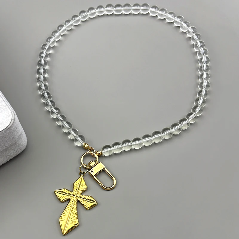 

Religious Prayer Rhombus Grain Cross Car Pendant for Women Men Stainless Steel Gold Color Glass Chain Christian Baptism Jewelry