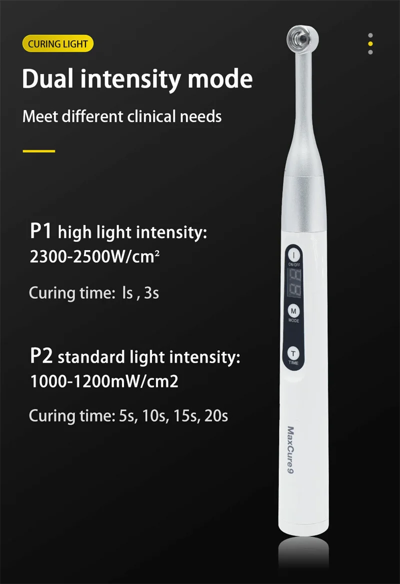 MaxCure9 Dental Drahtlose LED-Härtungslampe Photopolymer UV-härtendes Harzlicht Hochleistungs-2300 mW/cm2 Zahnheilkunde-Härtungsmaschine – Detail 3