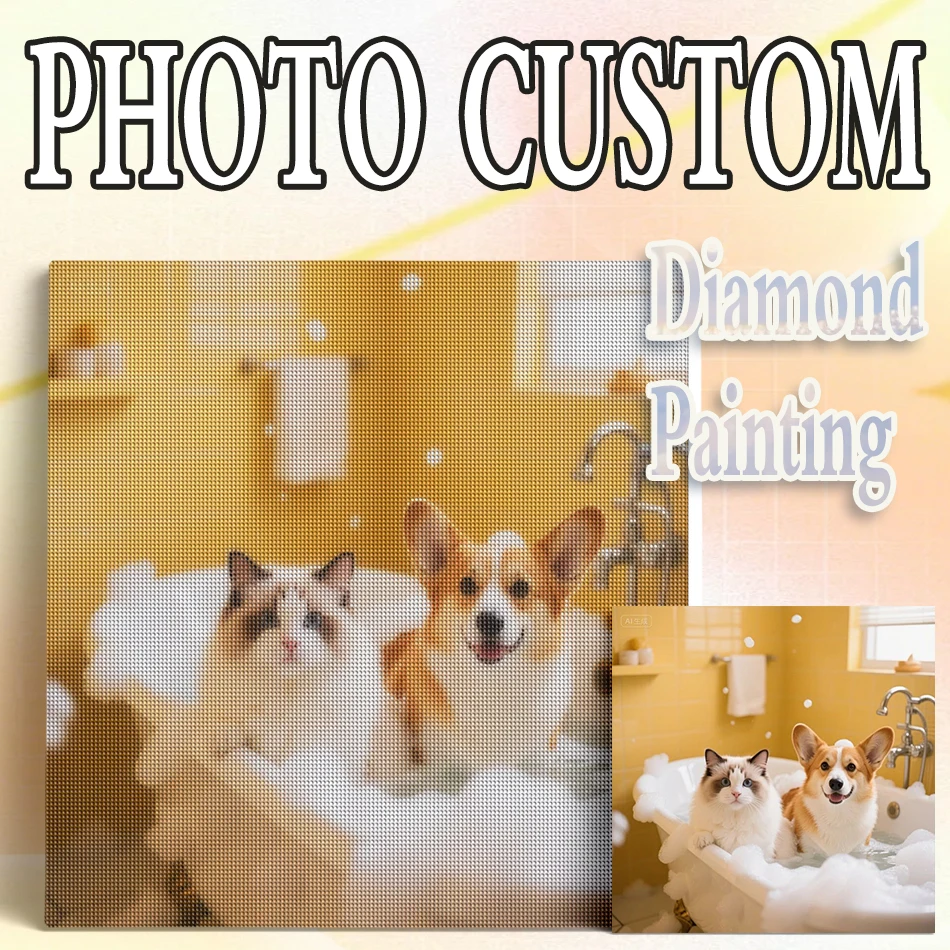 

Photo Custom Diamond Painting Cross Stitch DIY Diamond Mosaic Pet portrait Full Square Picture of Rhinestone Diamond Embroidery