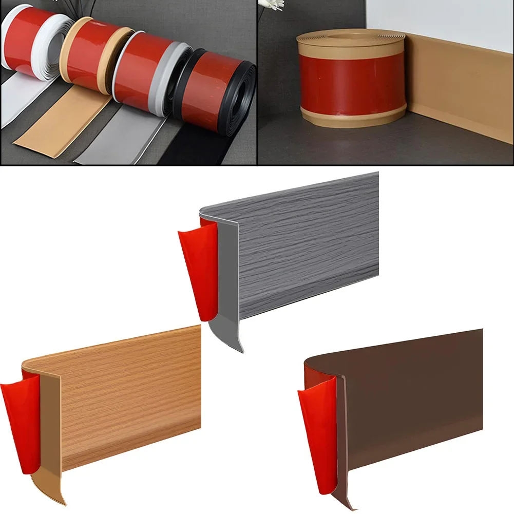 

Plastic Skirting Waterproof Skirting Floor Decoration Yellow Dark Brown Integrated Design 10 Cm Wide 3 Meters Long