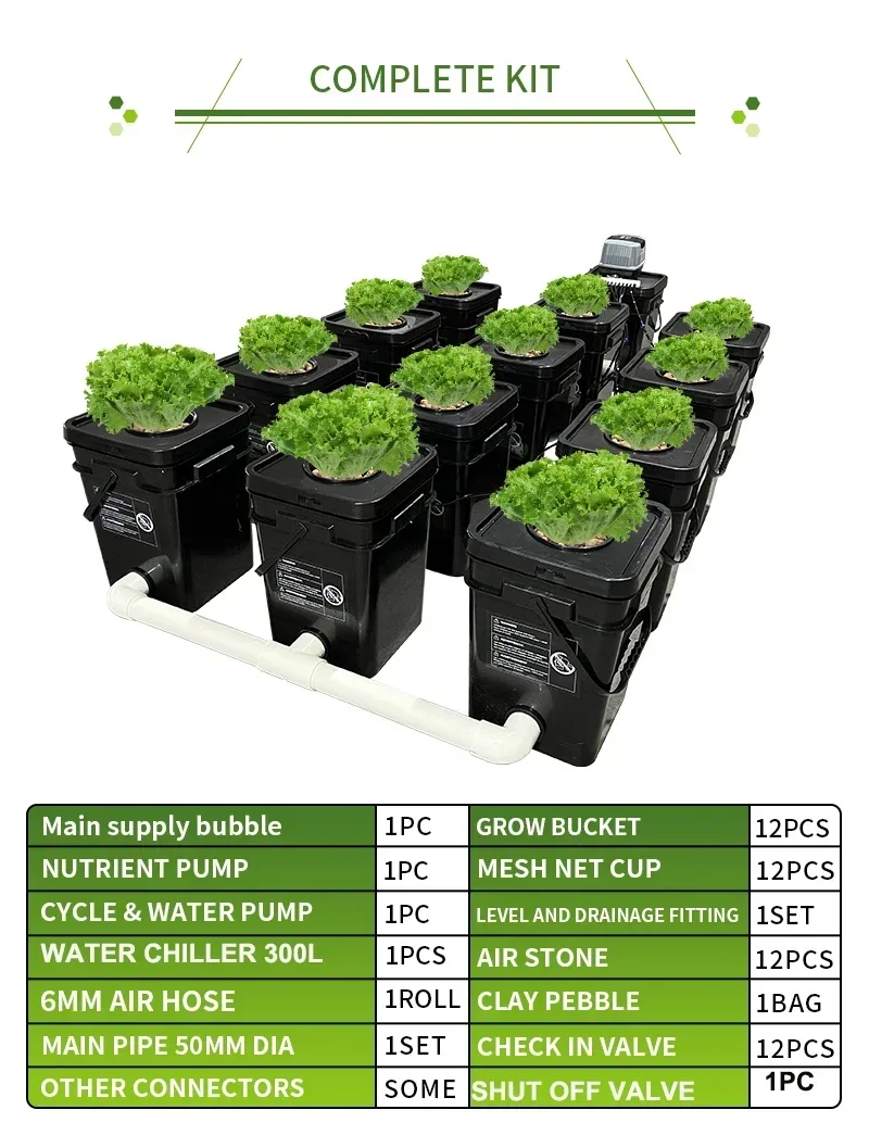 

Hydroponics System 12 Grow Pot Indoor Hydroponic With Water Chiller
