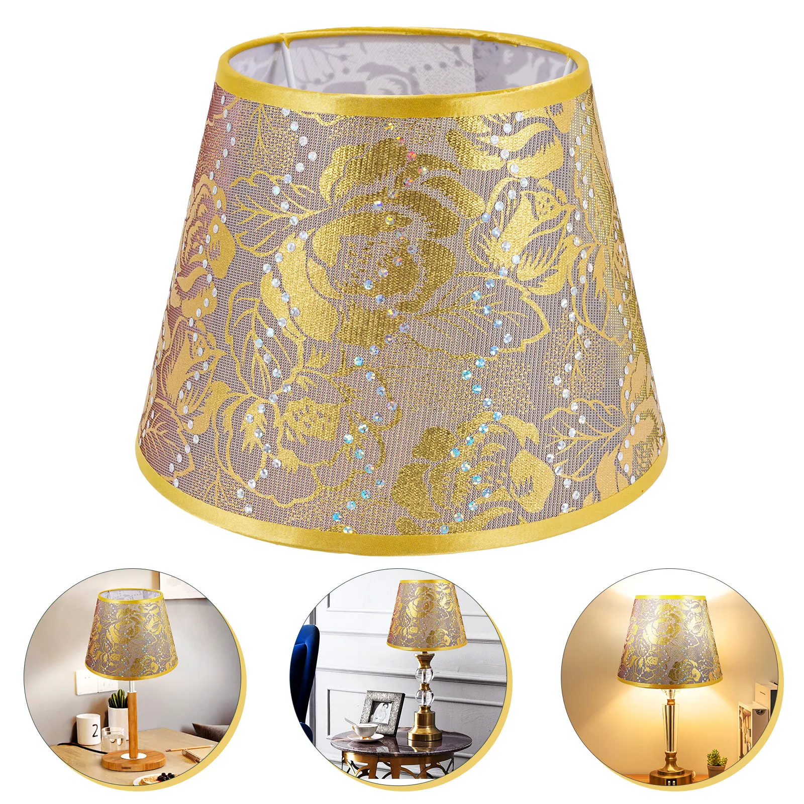 

Decorative Drum Lamp Shade Vintage Flower Lampshade Home Light Fixture Accessory Fabric Lamp Shade for Bedroom Living Room