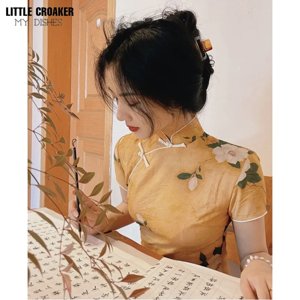 

Chinese Style Old Shanghai Cheongsam Simple and Elegant Retro Temperament Young Spring Improved High-end Qipao Dress