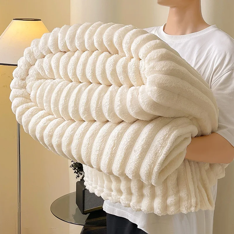 

Rabbit Fur Blanket Solid Color Double Sided Velvet Winter Cover Office Nap Bedding Bedroom Supply