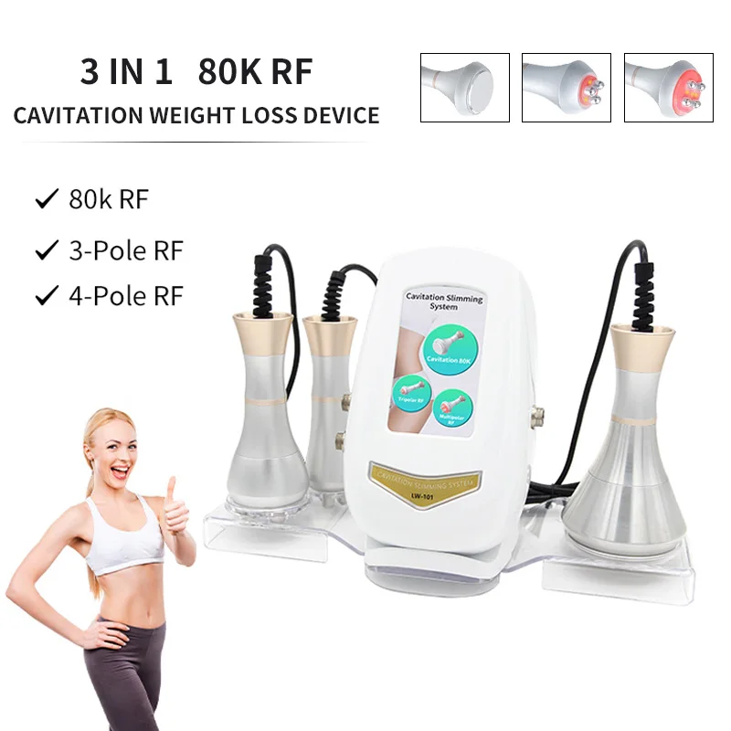 Ultrasonic 80KHz 3 in 1 Cavitation RF Facial Body Shaping Massage Fat Cellulite Skin Tightening Loss Burner Lifting Beauty Devic