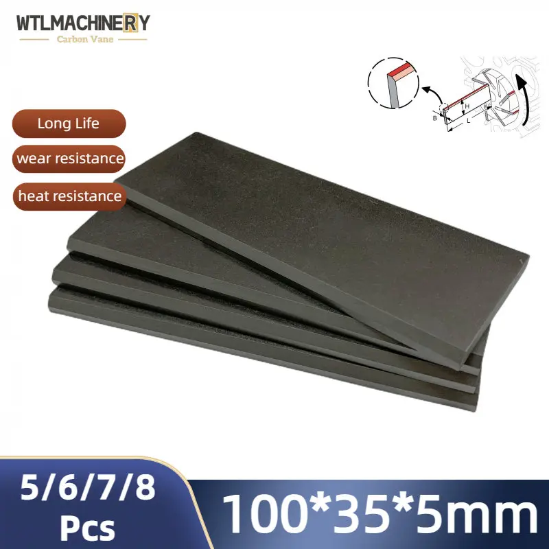 

100x35x5mm Carbon Vane Graphite Carbon Sheet For Vacuum Pump Blades Suit For Compressor Air Pump 5/6/7/8 Pcs