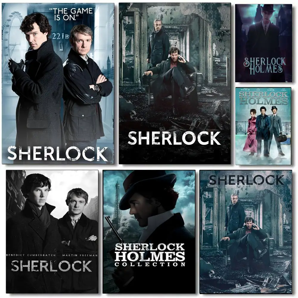 Classic Movie S-Sherlock H-Holmes Poster Self Adhesive Aesthetic Wall Art Picture for Living Room Home Decoration Gift