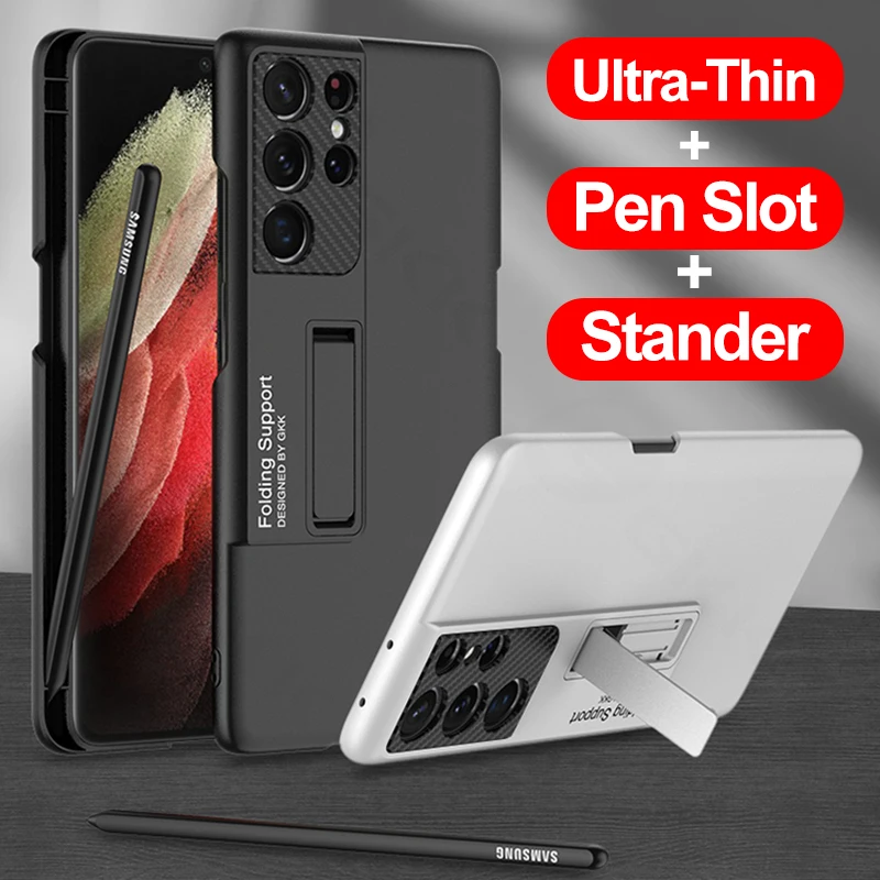 Case for Samsung Galaxy S21 S22 Plus Ultra Ultra-Slim Shockproof Side Pen Stand Plastic Cover For Galaxy S21 S22 Ultra Coque