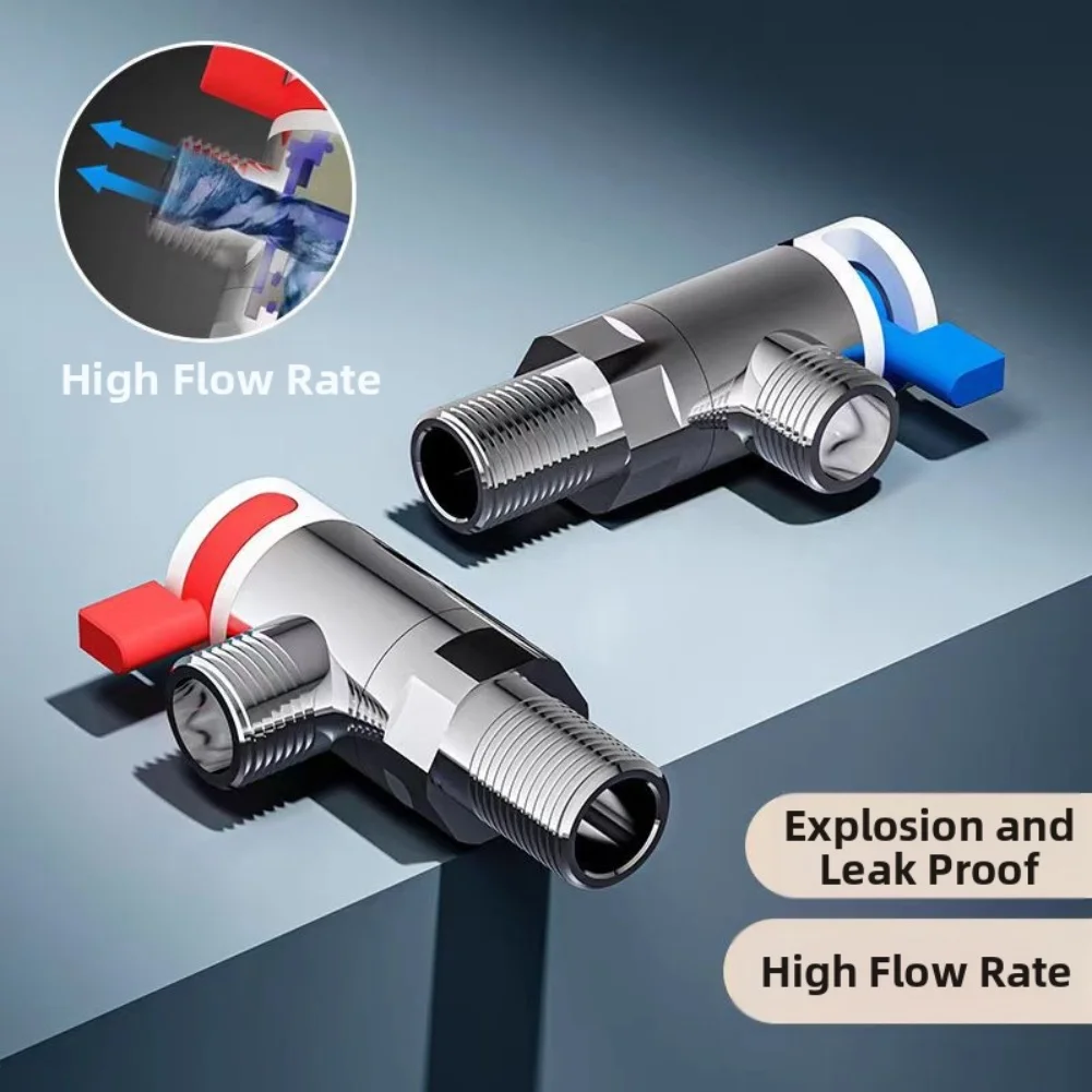 1pc High-Flow Rotatable Angle Valve 360-Degree Rotation Control For Kitchen Bathroom Safe Water Management