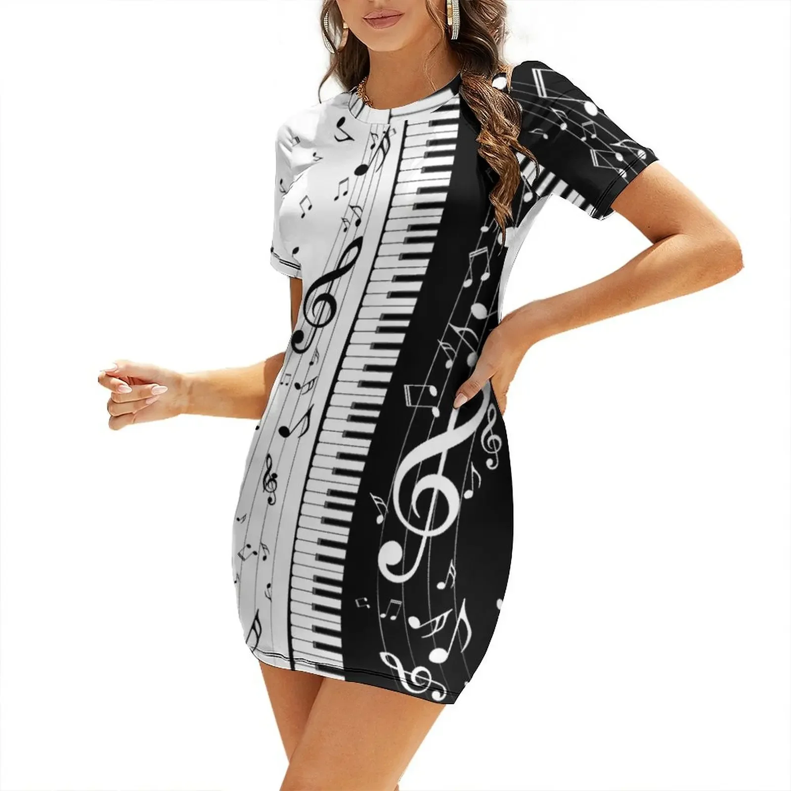 

Minimalistic Piano Keys Short-Sleeved Dress cocktail dresses dress women summer 2025 long dresses for women Dress