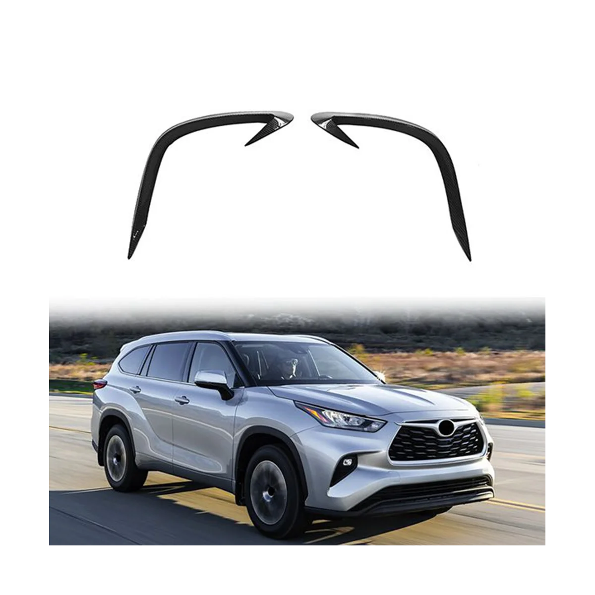 Car Front Fog Lights Eyebrow Wind Knife Sticker for Toyota Highlander 2020 2021 Fog Lamp Eye Lid Eyebrow Cover Trim