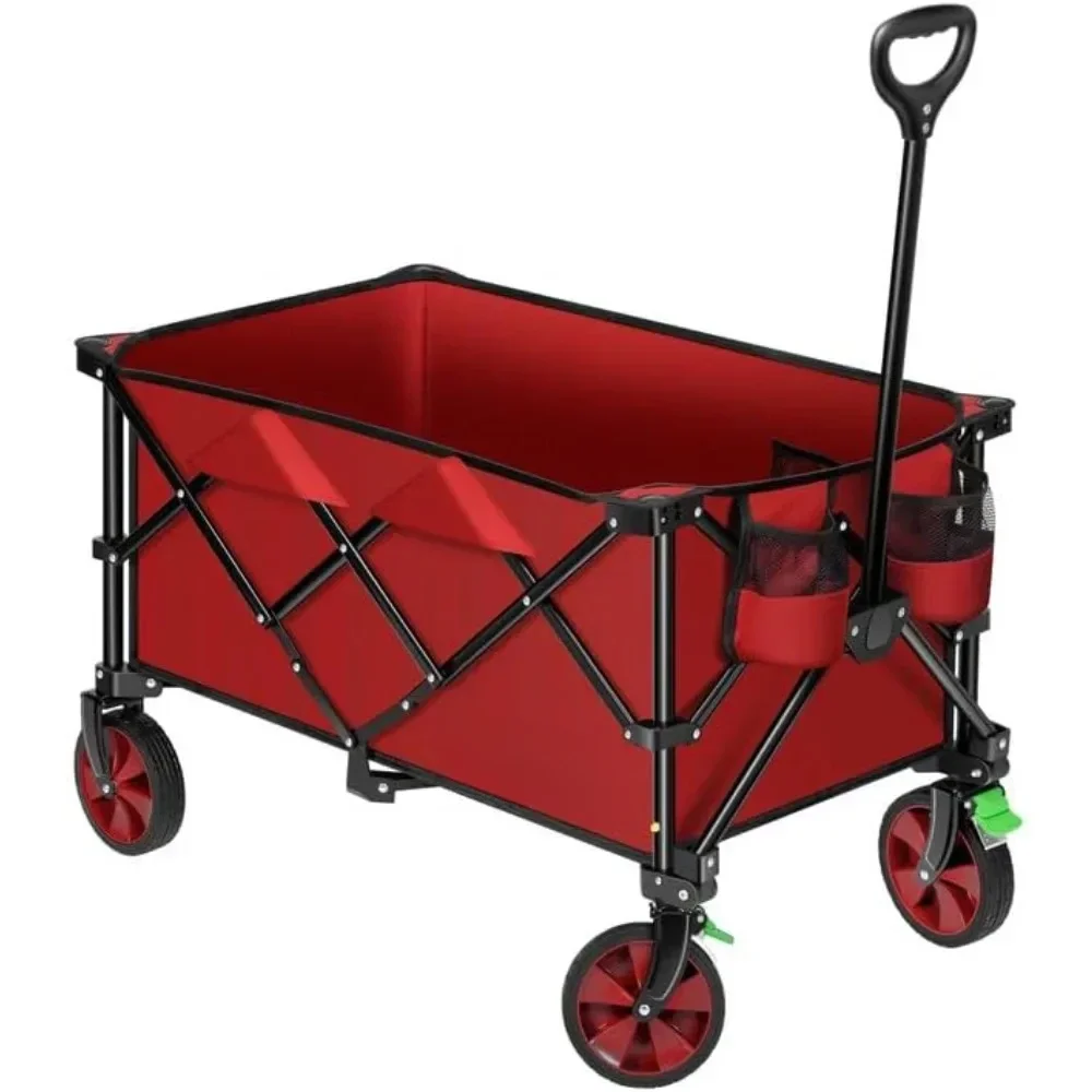 

XMSJ Garden Cart, Heavy Duty Collapsible Wagon Utility Outdoor Camping Carts with Universal Wheels & Adjustable Handle