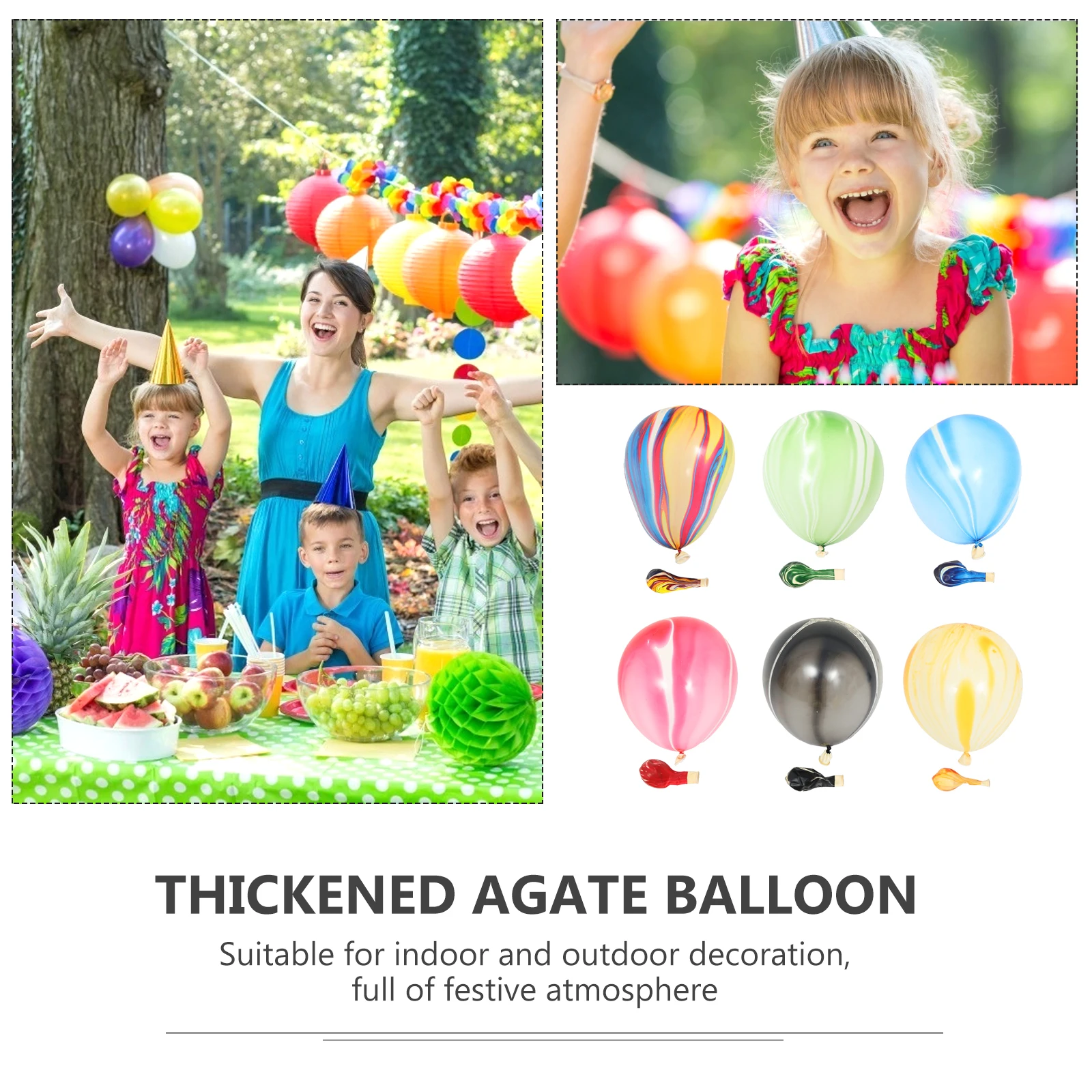

100 Pcs Wedding Thickened Agate Balloons Decor for Birthday Party Emulsion Colorful Balloons for