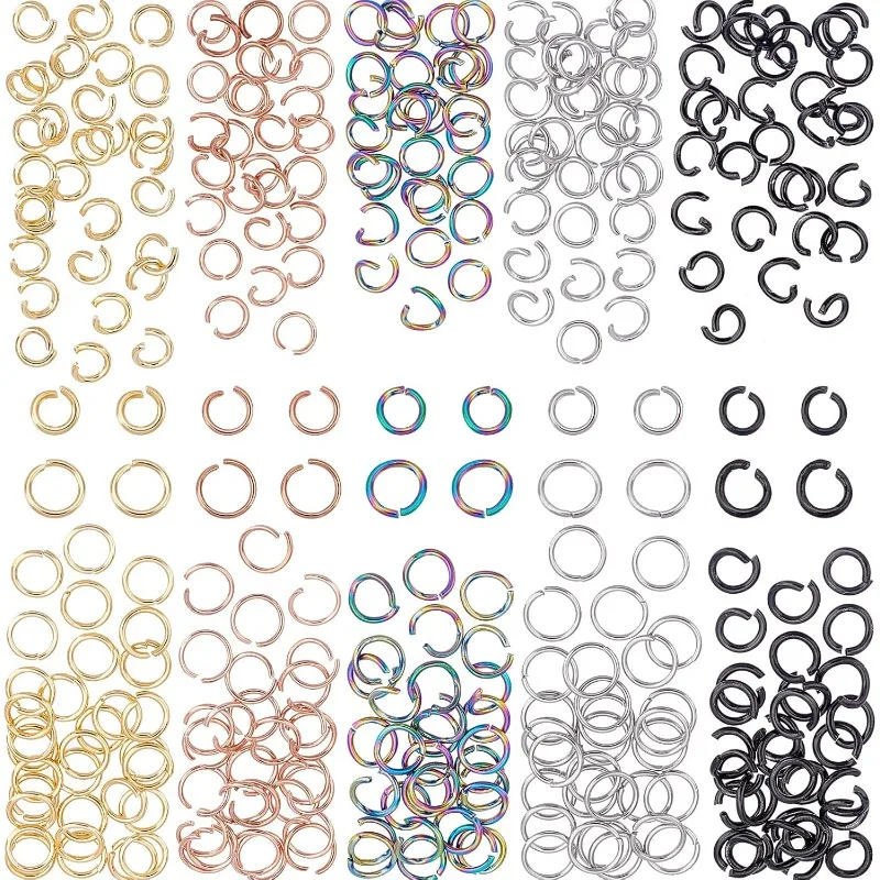 

300Pcs 5 Colors Stainless Steel Jump Rings Open Jump Metal Open Connector for Bracelet Neckless Jewelry