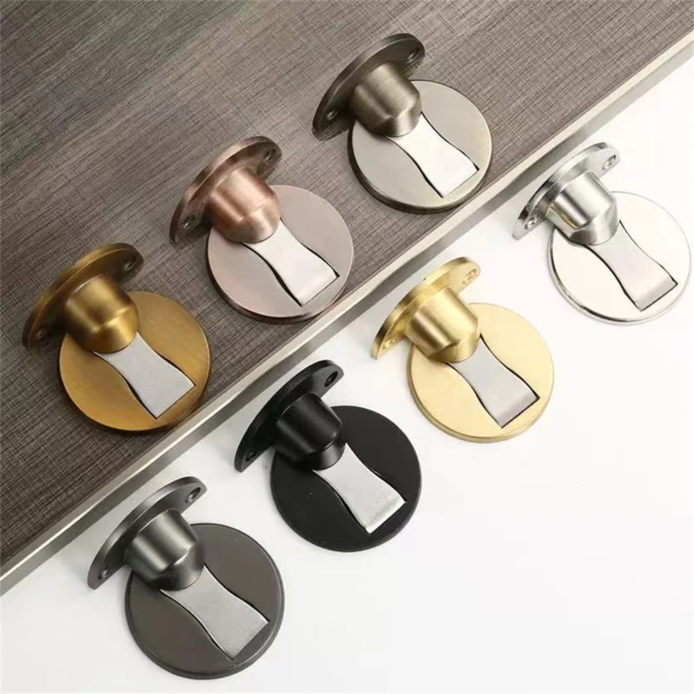 Invisible Magnetic Door Stopper Stainless Steel Punch-free Windproof Mechanical Self-locking Door Stop Door Stopper