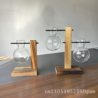 Creative Hydroponic Plant Vase Wooden Frame Transparent Desktop Flower Arranging Container Modern Living Room Home Decoration