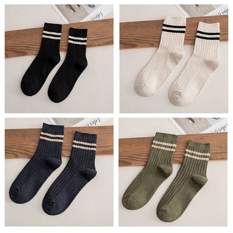 7 Pairs New Casual Breathable Socks Comfortable Mid Tube Socks Retro Socks Women Fashion Cotton Fashion Men's High Quality Socks