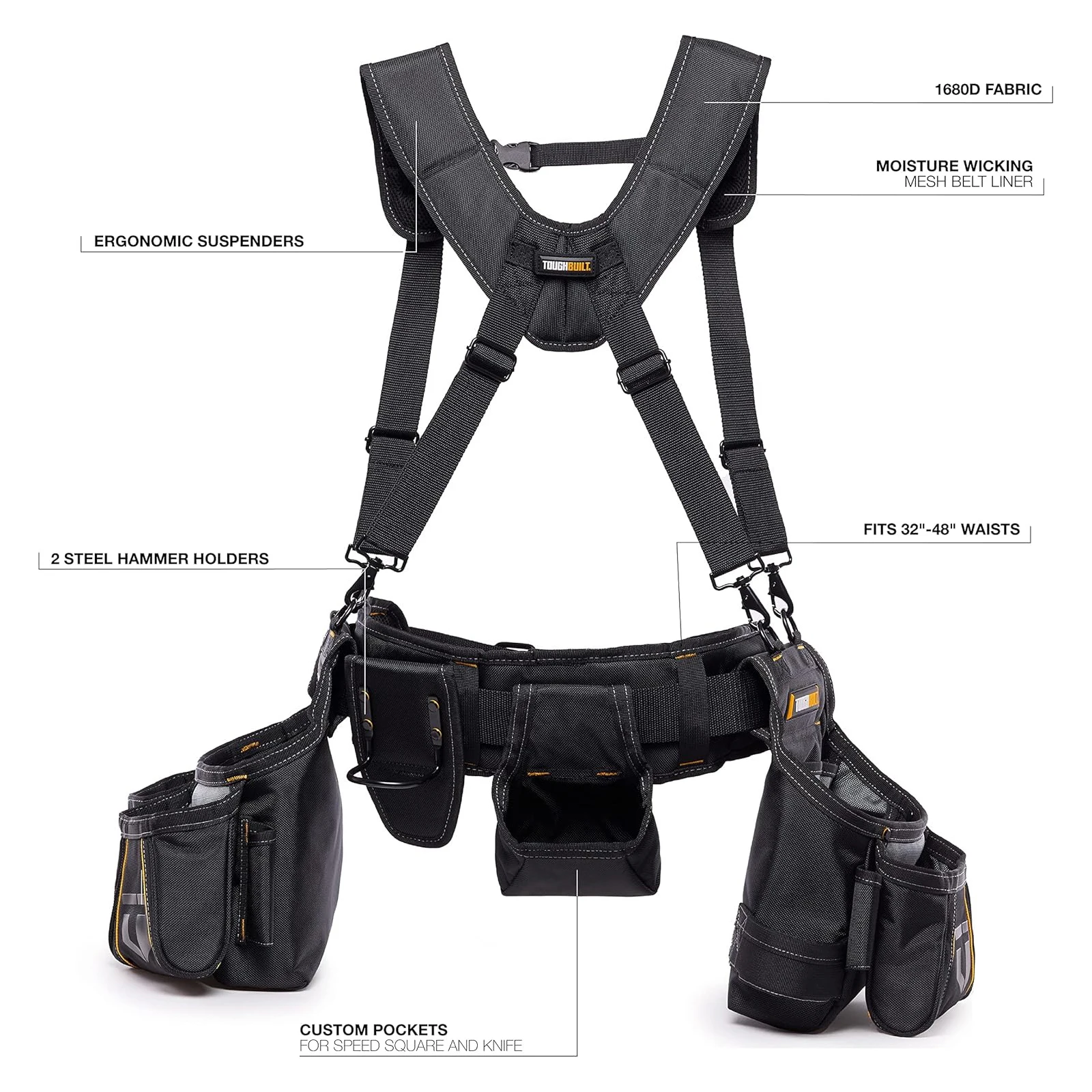 TOUGHBUILT TB-303-6 Framer Suspension Rig with Pockets 6-in-1 Modelling Toolkit Set Thick and Wear-resistant Storage Bag