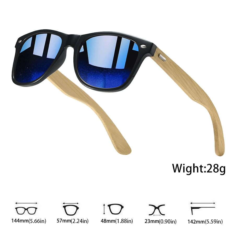 Vintage Mode Eckige Sonnenbrille für Männer und Frauen Modische Bambus-Holz Luxusmarken-Designer-Brille zum Autofahren – Detail 9
