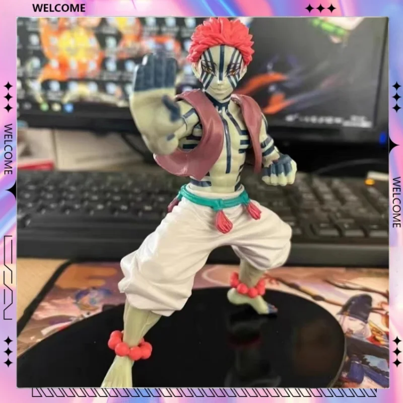 Tanjiro Kamado Fight Akaza Anime Figures Peripheral Gk Model Toy Pvc Material Tabletop Ornament Decoration Boy Christmas Gift