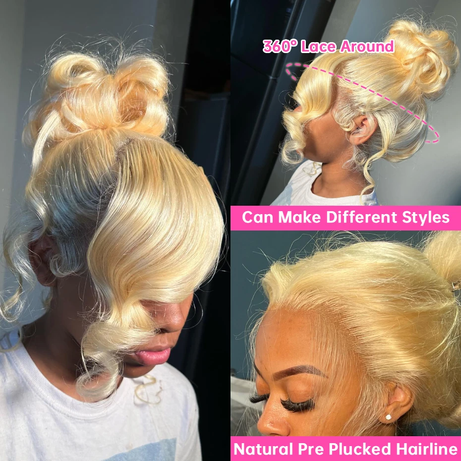 13x6 HD Lace Frontal Wig Human Hair Pre Plucked 200 250 Density Body Wave 613 Human Hair Wigs 40 Inch 360 Honey Blonde Lace Wig