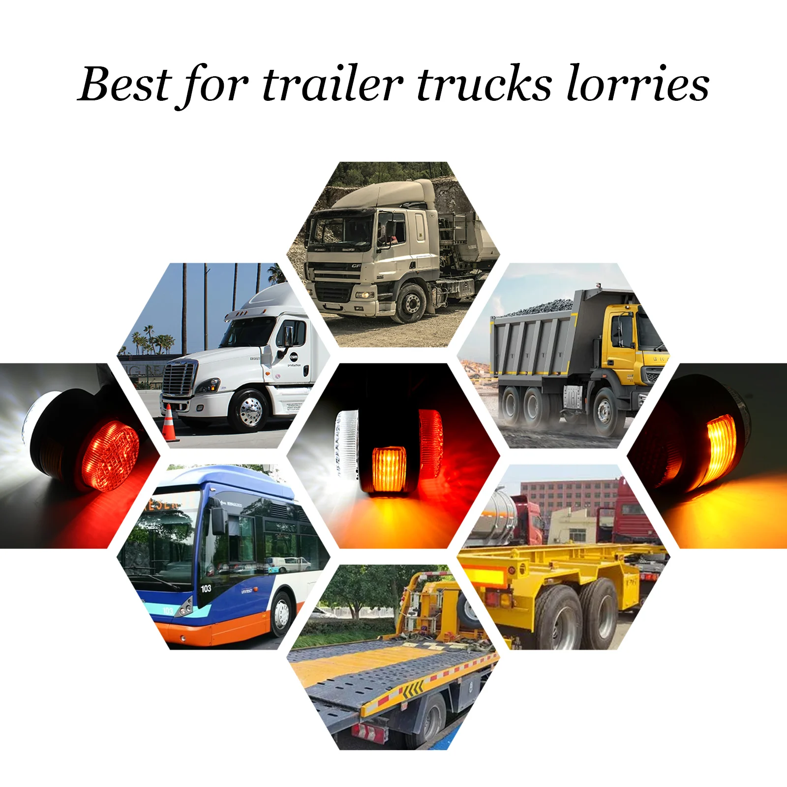 LED Trailer Lights Red White Amber Position Signal Brake Light Outline Side Marker Indicator 12V 24V Universal Truck Accessories