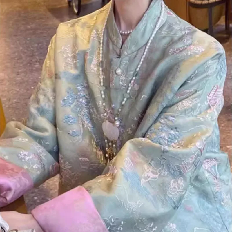 Nieuwe Chinese Stijl Dameskleding Volwassen Hanfu Oude Qian Top Verbeterde Song Dynastie Brokaat Jas