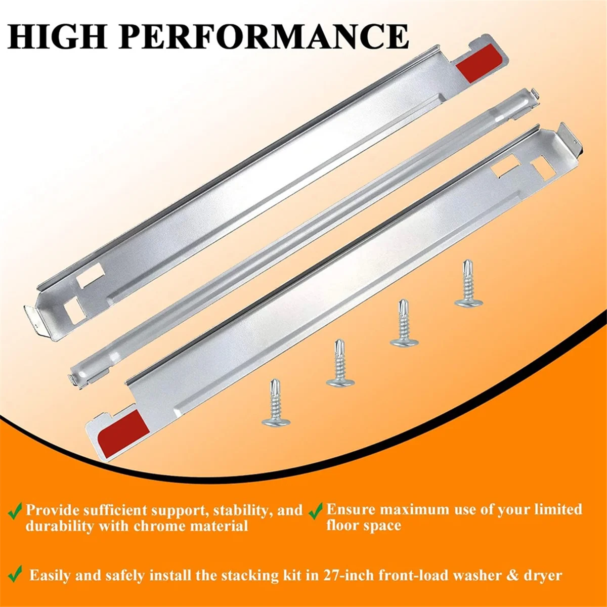 ABJZ KSTK1 طقم تكديس الغسيل مقاس 27 بوصة بديل للغسالة والمجفف - معدن صلب مطلي بالكروم