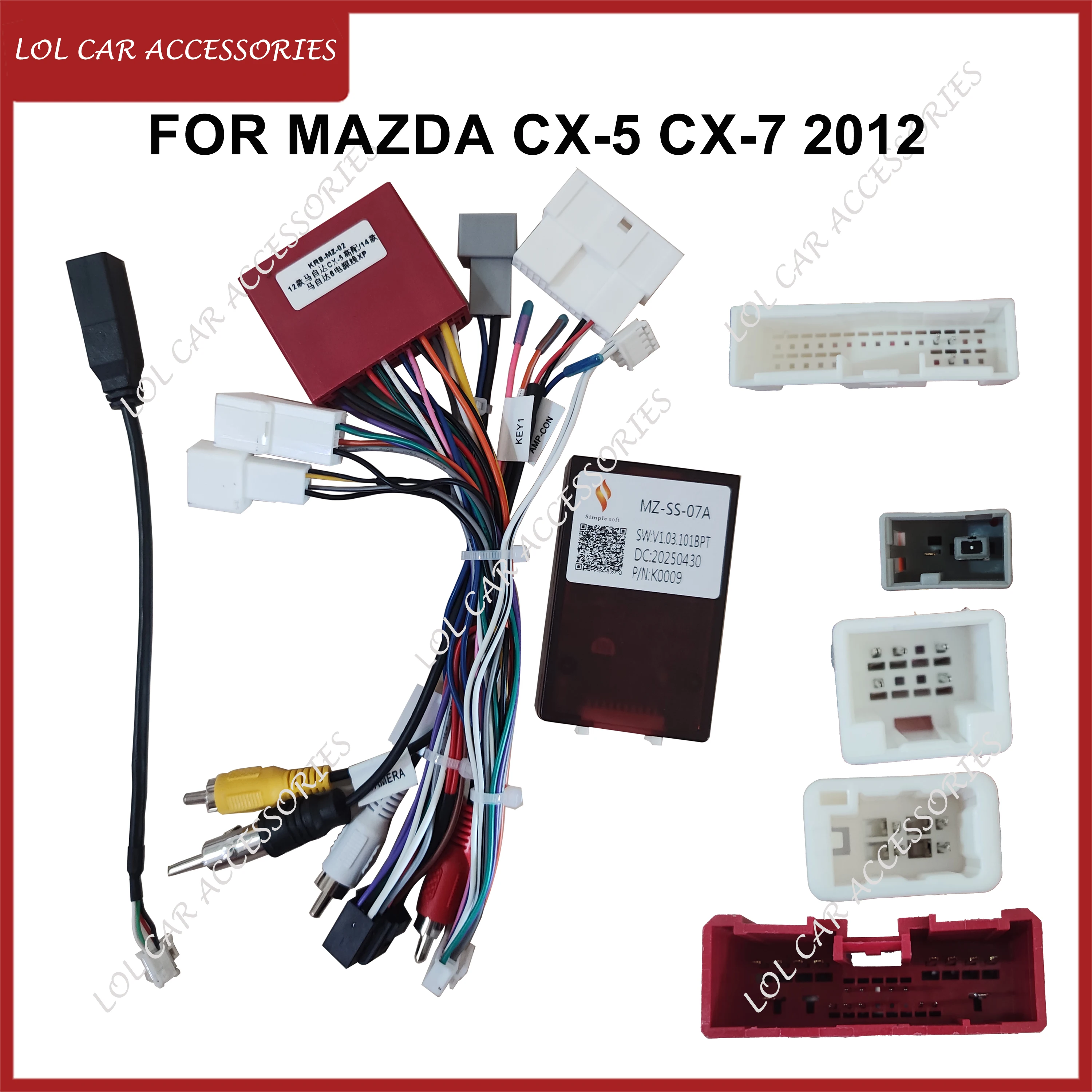 For Mazda CX-5 CX-7 2012 Car Audio GPS MP5 Player Android Power Cable Canbus Panel Dashboard Frame Wiring Harness