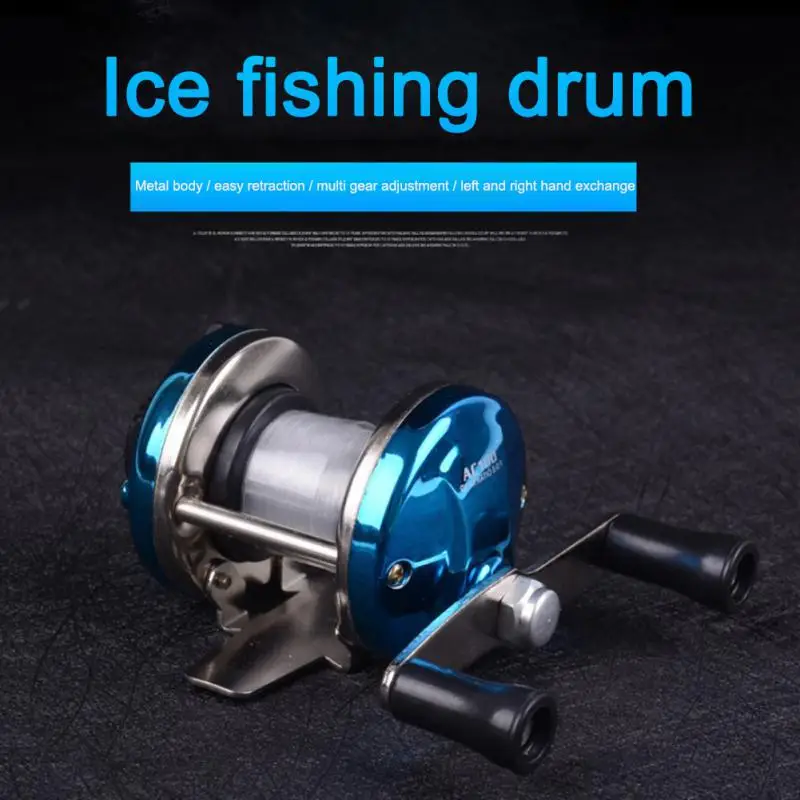 2PCS New Mini 5.2:1 Ice Fishing Reels Metal Right Left Hand Bait Reel Casting Spinning Wheel Beach Accessories With Fishing Line