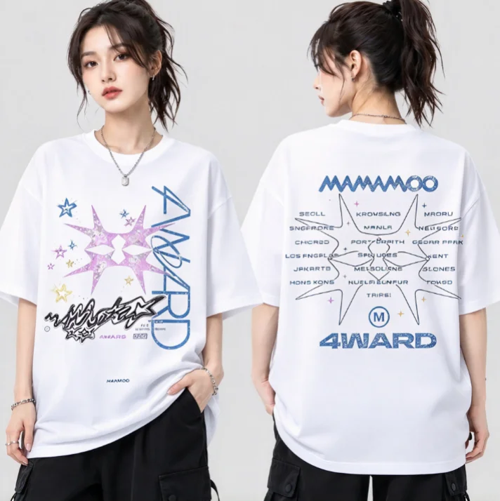 2026 MAMAMOO World Tour Summer Men's and Women's Pure Cotton T-shirt Comfortable Ins Y2k