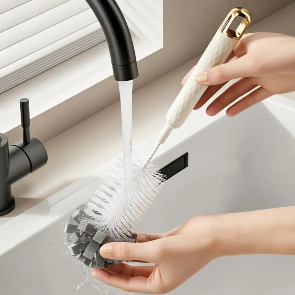 Long Handle Bottle Cleaning Brush Sponge Rotating Washing Multifunctional Bottle Brush Sponge Extended Cup Brush Drink Bottles