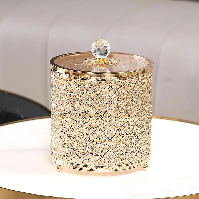 

European Style Metal Storage Jar Gold Cutout Candy Jar Abstract Art Vase Ornament Home Jewelry Cosmetics Food Storage Box Gifts
