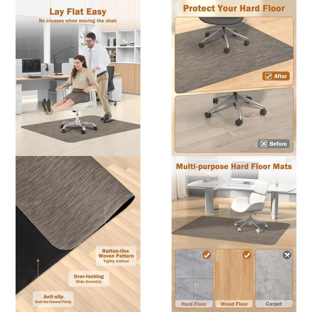 

Large 47.2x60 Hardwood Floor Chair Mat, Anti-Slip PVC Desk Rug for Office & Home, Dark Brown