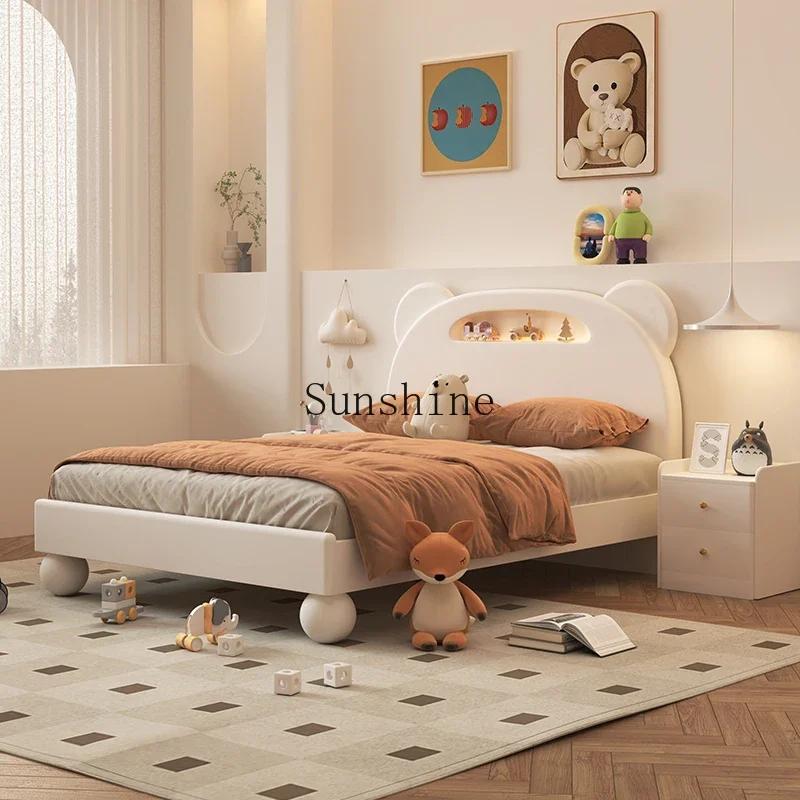 Bear cream wind children's bed boy all solid wood single bed