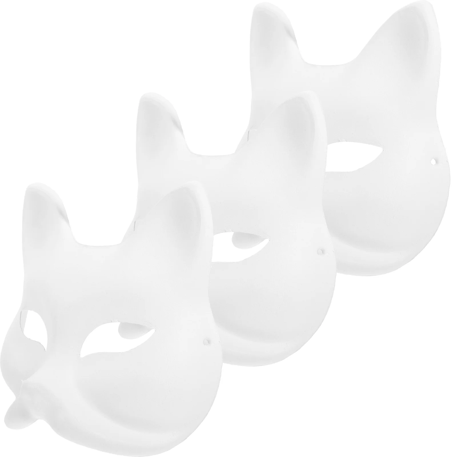 3-delig DIY blanco handgeschilderd vosmasker witte maskerademaskers Halloween gezicht handwerk papier onafgewerkt individueel zwart